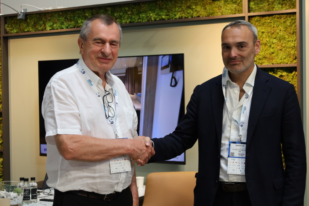 from left: Odd Birkeland, Maritime Montering's Founder, Jens Meinhard Rasmussen, CEO at Smyril Line from left: Odd Birkeland, Maritime Montering's Founder, Jens Meinhard Rasmussen, CEO at Smyril Line